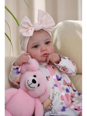 🆕20-inch Pink Girl Cute Soft Vinyl Body Realistic Reborn Baby Doll